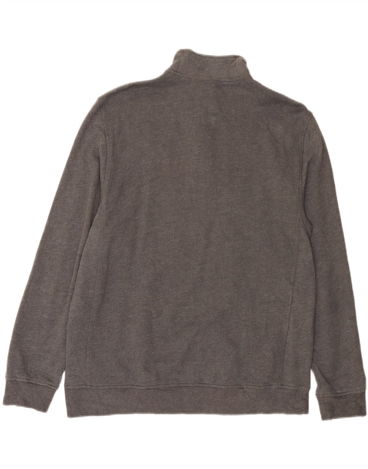 IZOD Mens Zip Neck Sweatshirt Jumper Large Grey Cotton