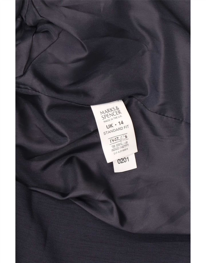 Marks & Spencer Womens Blazer Jacket UK 14 Large Navy Blue Polyester