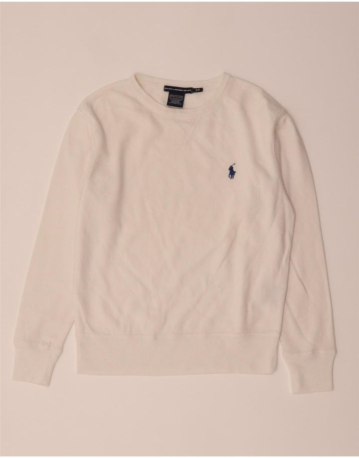 Ralph Lauren Womens Sweatshirt Jumper UK 10 Small White Cotton