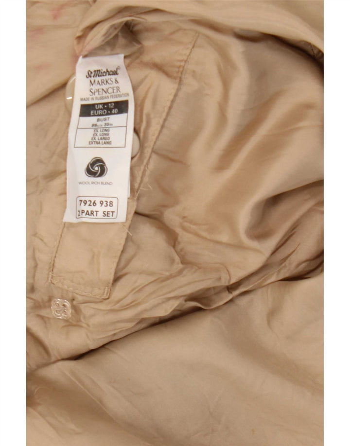 Marks & Spencer Womens Double Breasted Coat UK 12 Medium Beige Wool