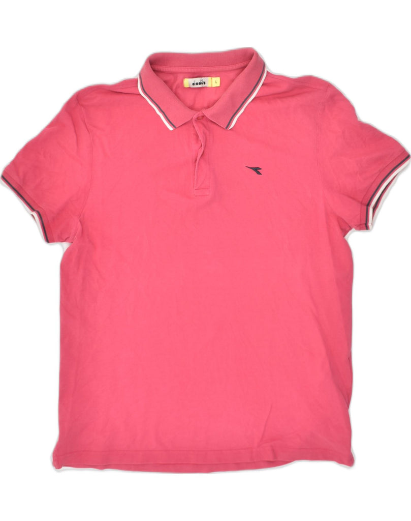 DIADORA Mens Polo Shirt Large Pink Cotton | Vintage Diadora | Thrift | Second-Hand Diadora | Used Clothing | Messina Hembry 