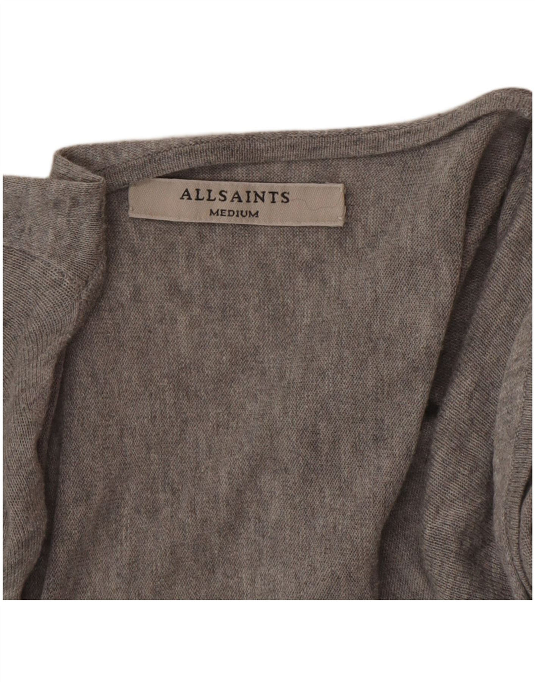 All Saints Womens Oversized V-Neck Jumper Sweater UK 14 Medium Grey