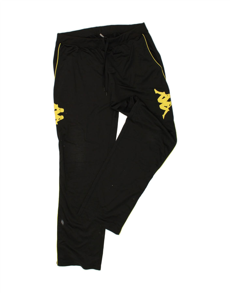 KAPPA Womens Graphic Tracksuit Trousers 2XL Black Polyester | Vintage Kappa | Thrift | Second-Hand Kappa | Used Clothing | Messina Hembry 