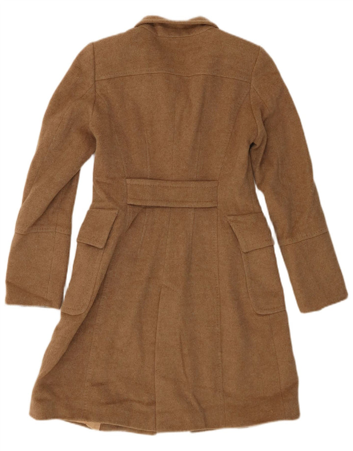 Zara Womens Overcoat UK 6 XS Beige Wool