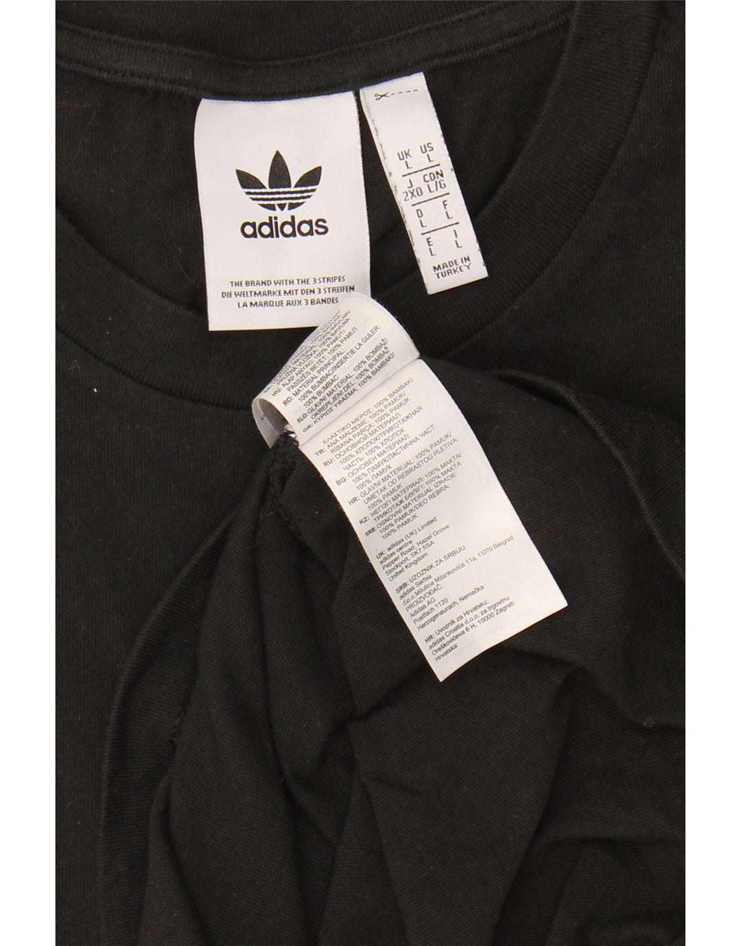 ADIDAS Mens Graphic T-Shirt Top Large Black Cotton Vintage Adidas and Second-Hand Adidas from Messina Hembry 