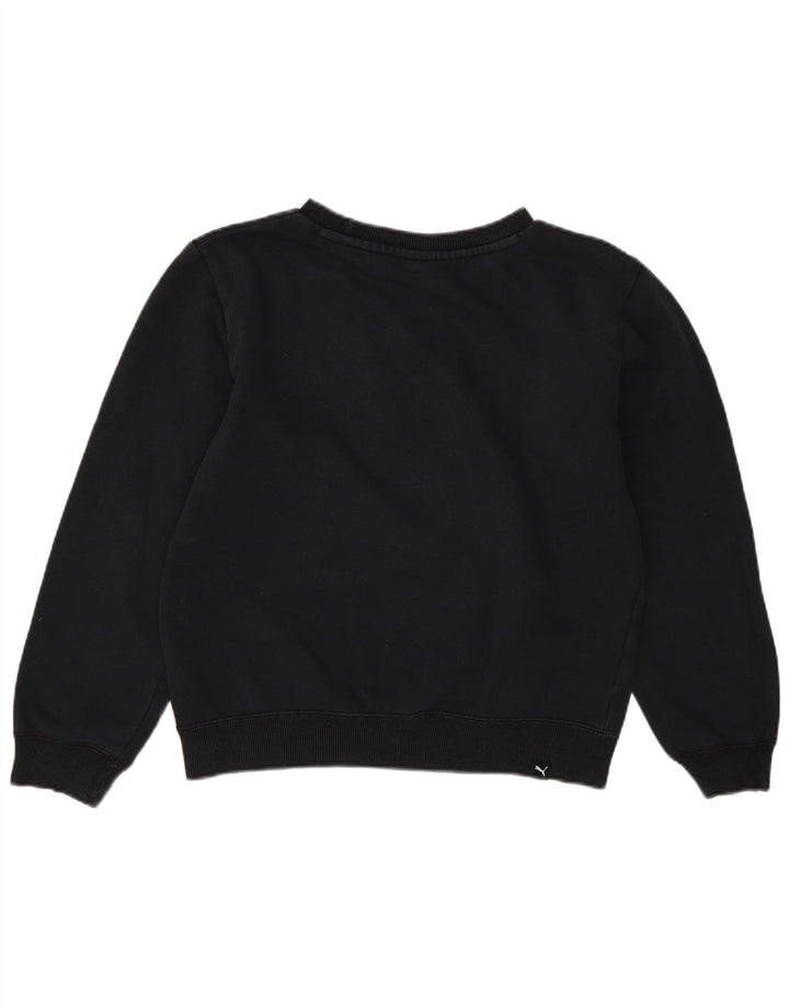 Puma Girls Crop Graphic Sweatshirt Jumper 11-12 Years Black Polyester
