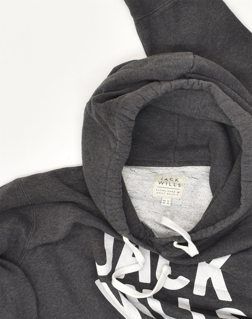 JACK WILLS Womens Graphic Hoodie Jumper UK 14 Large  Grey Cotton | Vintage Jack Wills | Thrift | Second-Hand Jack Wills | Used Clothing | Messina Hembry 