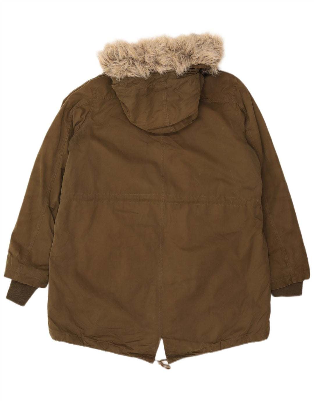 FAT FACE Womens Hooded Parka Jacket UK 16 Large Khaki Polyester