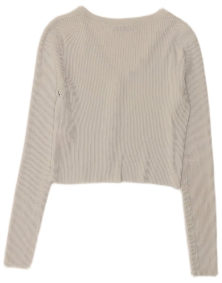 Zara Womens Crop Cardigan Top UK 10 Small White Polyamide