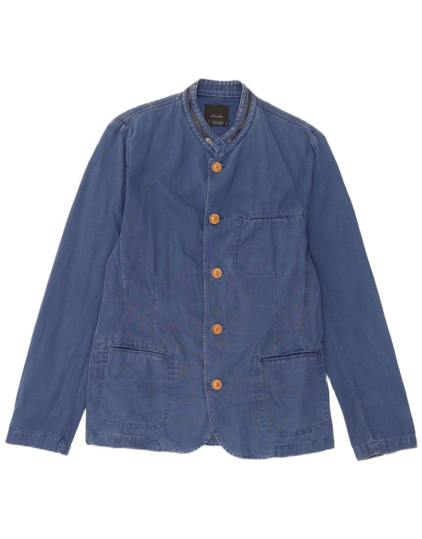Zara Mens 5 Button Blazer Jacket UK 38 Medium Blue