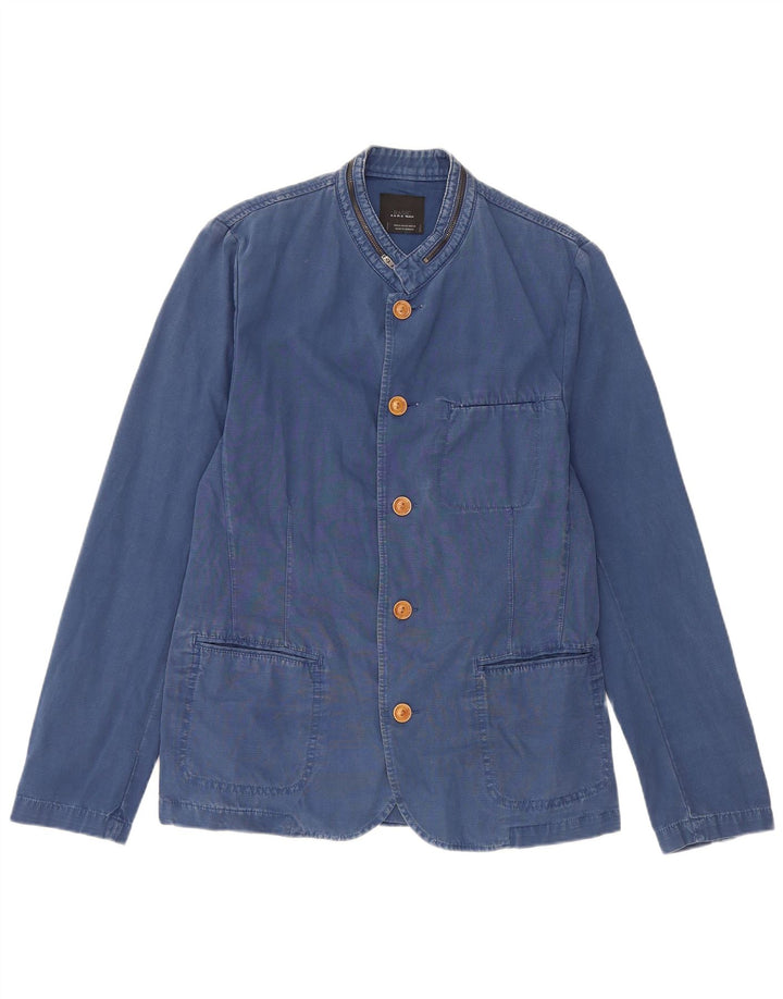 Zara Mens 5 Button Blazer Jacket UK 38 Medium Blue