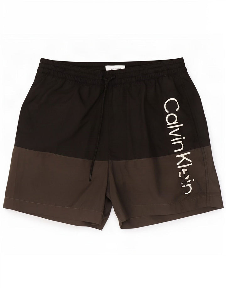 Calvin Klein Mens Graphic Swimming Shorts Medium Black Colourblock