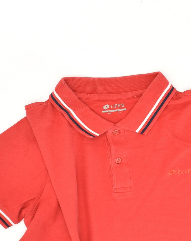 LOTTO Mens Life's Polo Shirt 2XL Red Cotton | Vintage Lotto | Thrift | Second-Hand Lotto | Used Clothing | Messina Hembry 