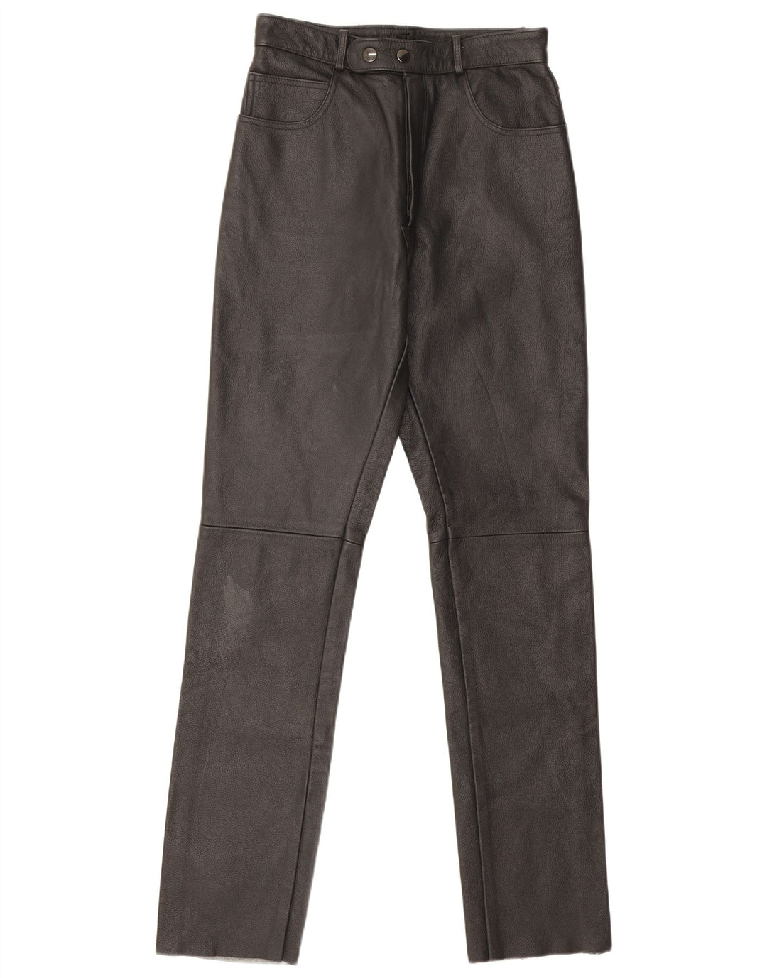 Vintage Womens Straight Leather Trousers W26 L32 Black