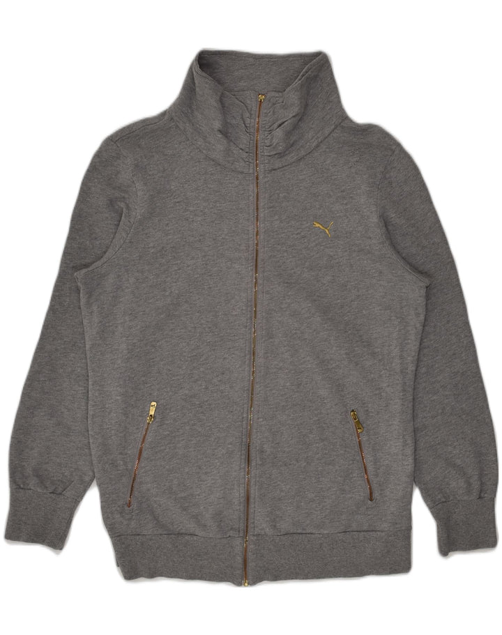PUMA Womens Tracksuit Top Jacket UK 14 Medium Grey Cotton | Vintage Puma | Thrift | Second-Hand Puma | Used Clothing | Messina Hembry 