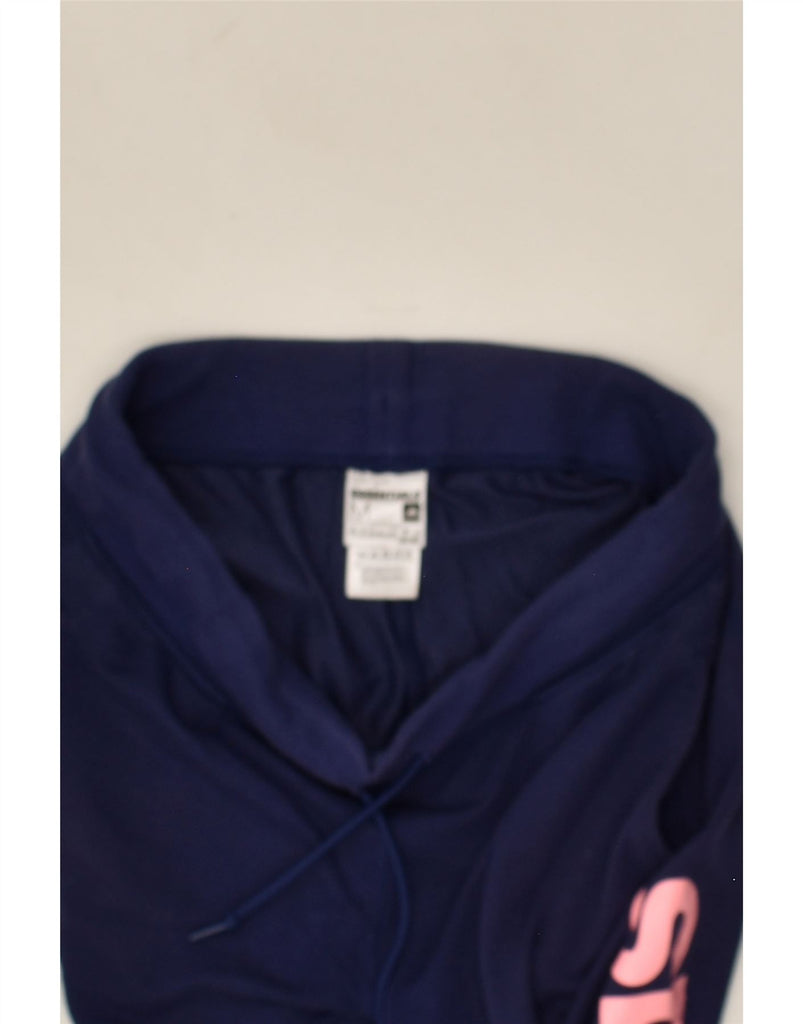 ADIDAS Womens Graphic Capri Tracksuit Trousers UK 14 Medium Navy Blue | Vintage Adidas | Thrift | Second-Hand Adidas | Used Clothing | Messina Hembry 