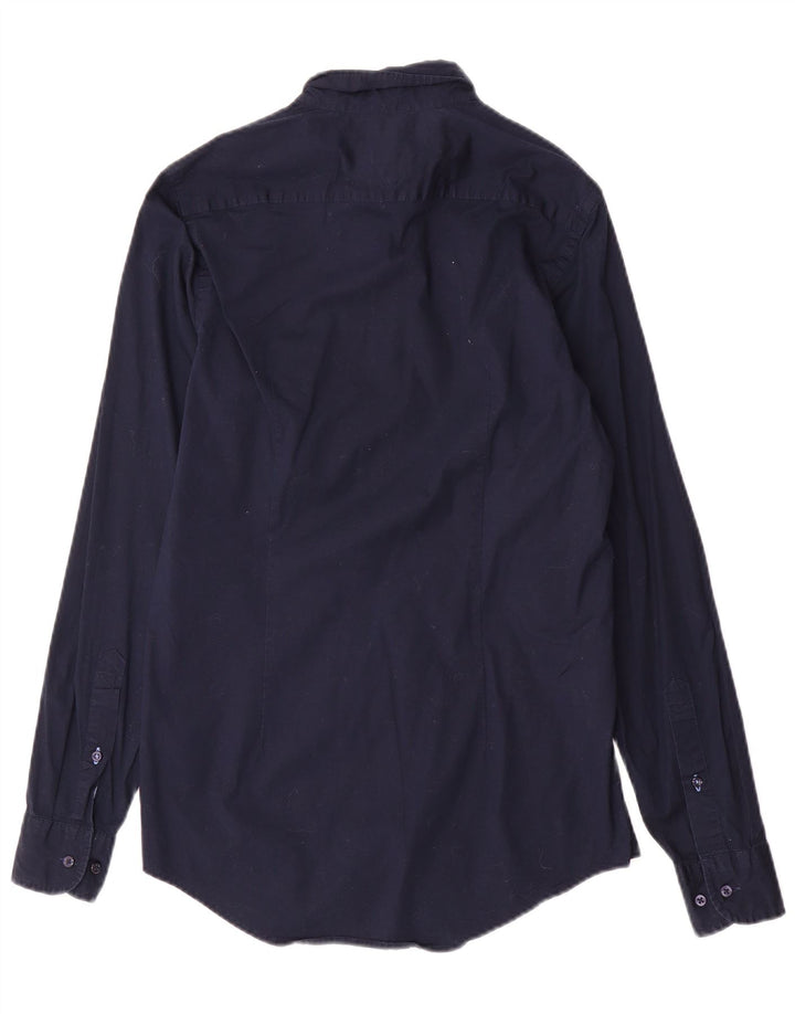 TOMMY HILFIGER Mens Slim Fit Shirt Small Navy Blue Cotton