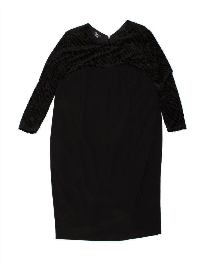 VINTAGE Womens Long Sleeve Shift Dress UK 16 Large Black Vintage Vintage and Second-Hand Vintage from Messina Hembry 