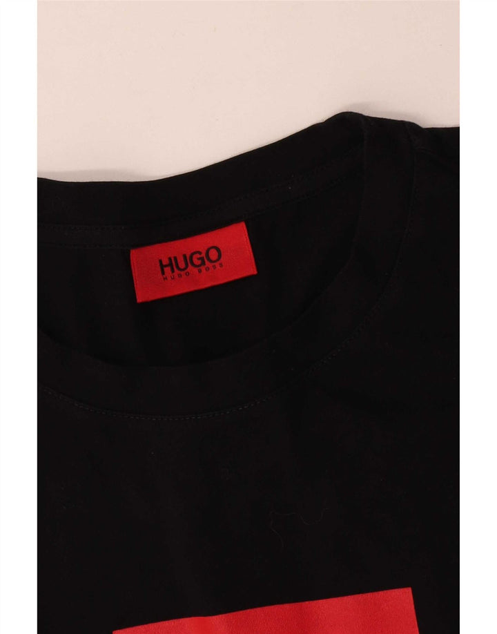 Hugo Boss Mens Graphic T-Shirt Top Large Black Colourblock