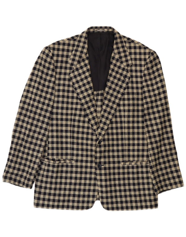 Byblos Mens 2 Button Blazer Jacket IT 50 Large Black Check Wool