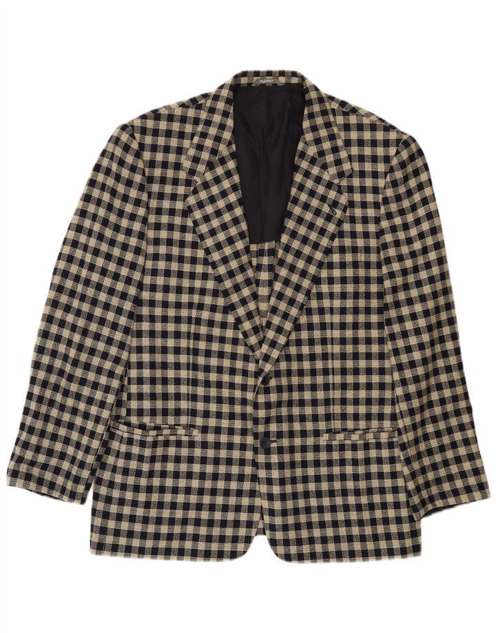 Byblos Mens 2 Button Blazer Jacket IT 50 Large Black Check Wool