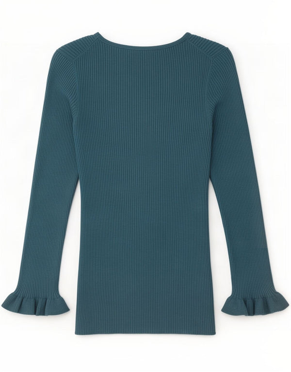 Massimo Dutti Womens Top Long Sleeve UK 12 Medium Blue Silk