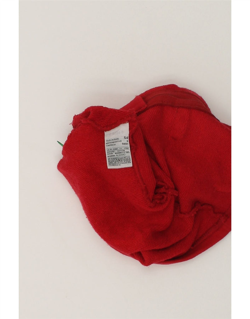 BENETTON Baby Girls Zip Hoodie Sweater 0-3 Months Red Cotton | Vintage Benetton | Thrift | Second-Hand Benetton | Used Clothing | Messina Hembry 