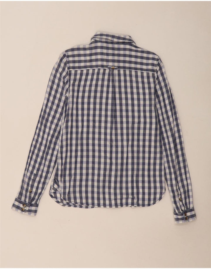 Fat Face Womens Classic Fit Flannel Shirt UK 12 Medium Navy Blue Gingham