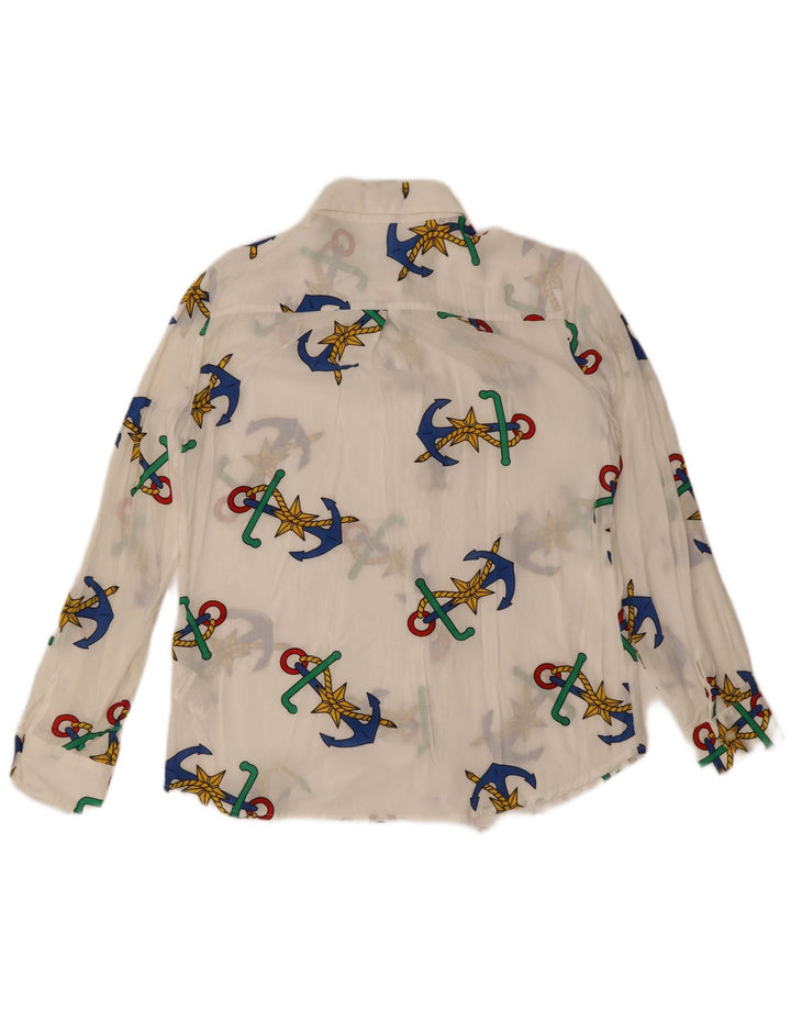 Benetton Womens Abstract Pattern Shirt UK 16 Large White Modal