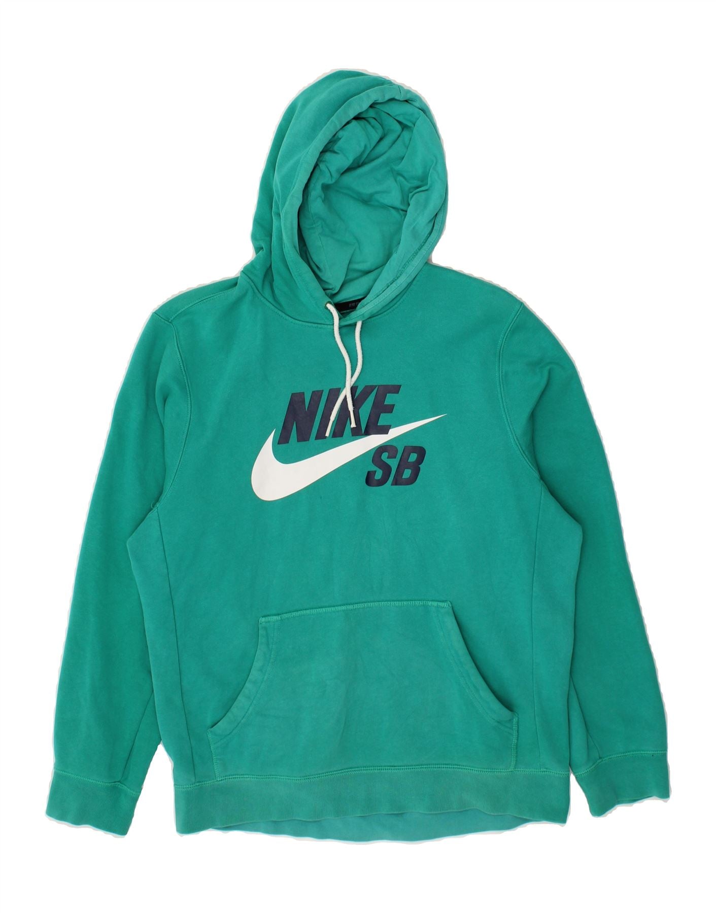 NIKE Mens Graphic Hoodie Jumper Medium Turquoise Cotton Vintage Second Hand Clothing Online Messina Hembry