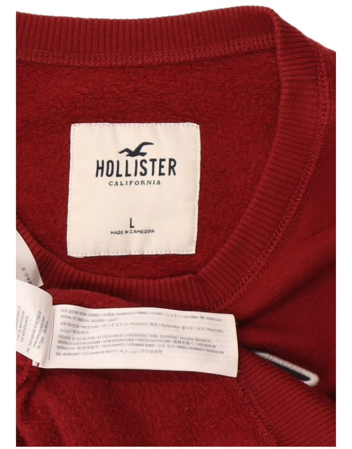 HOLLISTER Mens Graphic Sweatshirt Jumper Large Burgundy Cotton