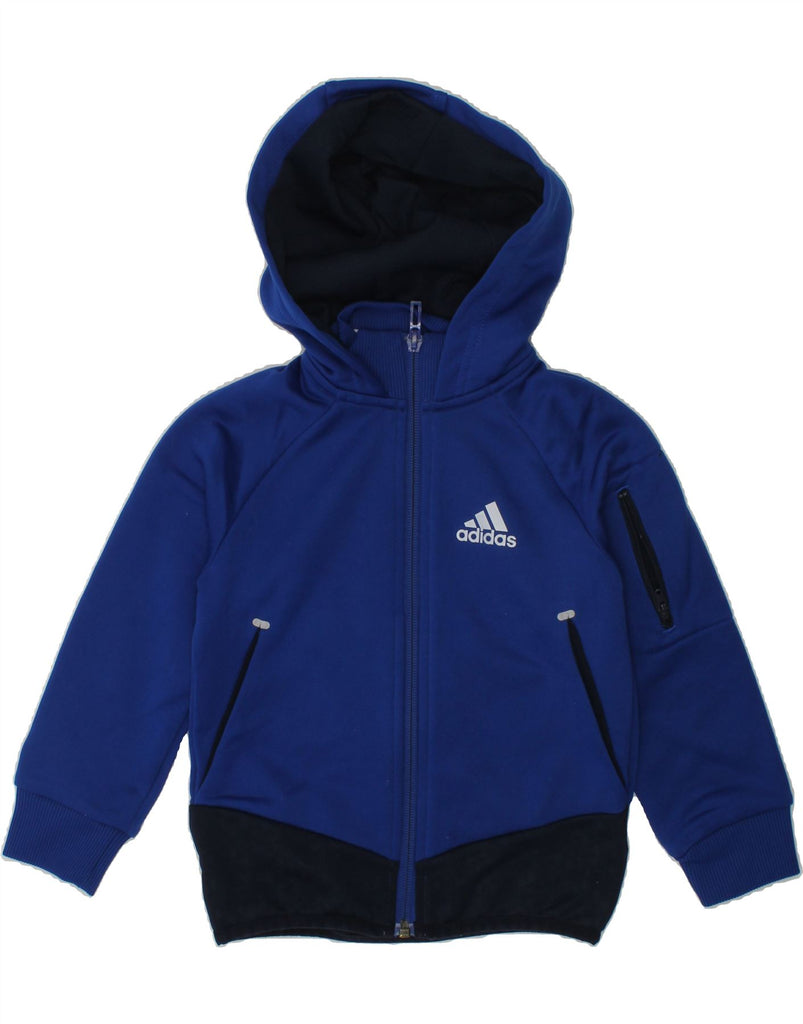 ADIDAS Boys Hooded Tracksuit Top Jacket 3-4 Years Blue Polyester | Vintage Adidas | Thrift | Second-Hand Adidas | Used Clothing | Messina Hembry 