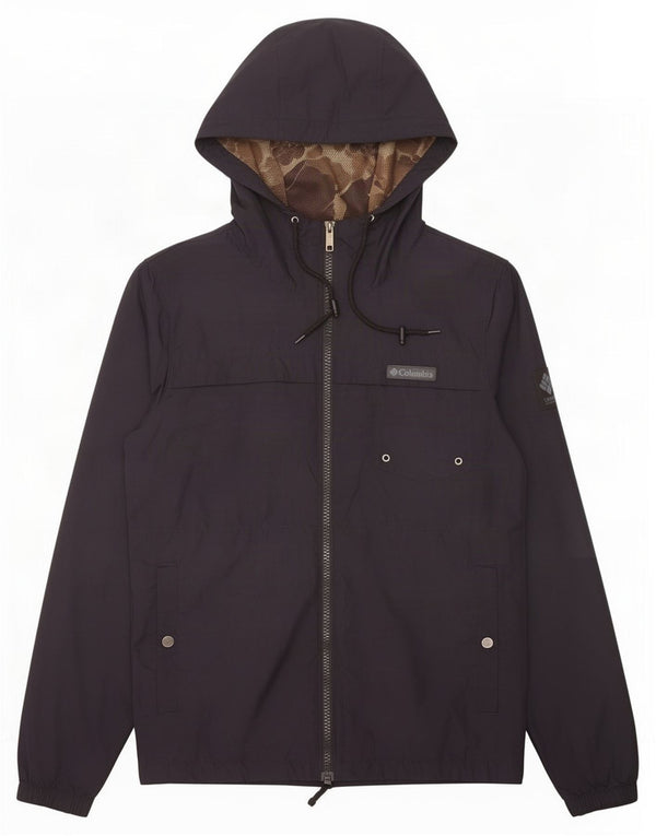 Columbia Mens Hooded Rain Jacket UK 36 Small Navy Blue Polyester