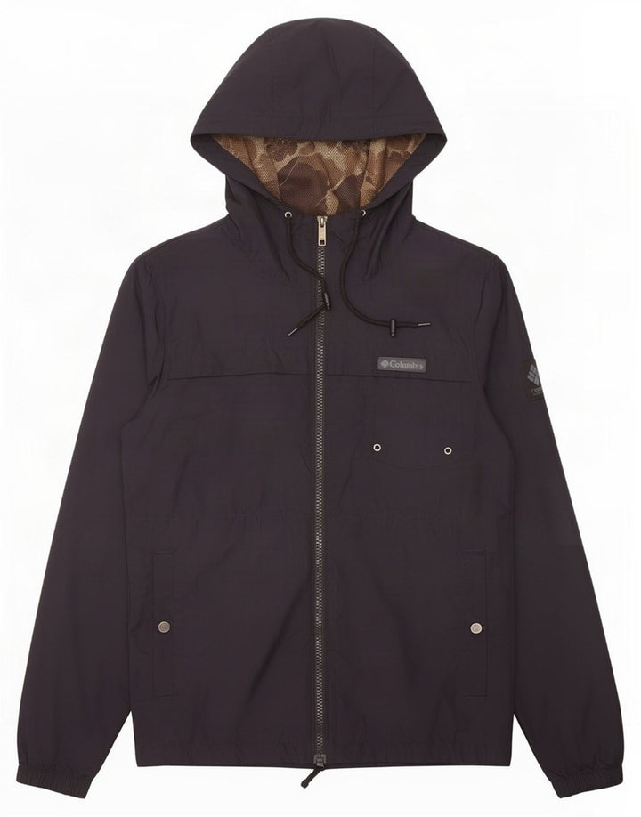 Columbia Mens Hooded Rain Jacket UK 36 Small Navy Blue Polyester