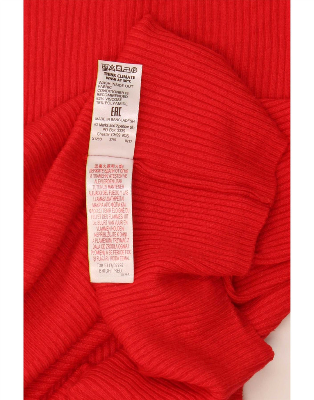 Marks & Spencer Womens T-Shirt Top UK 18 XL Red Viscose