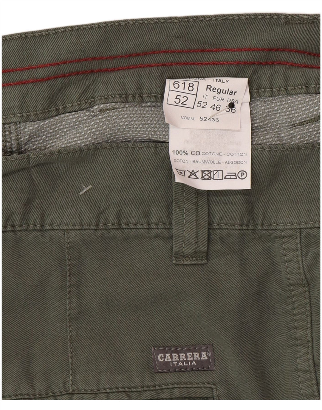 Carrera Mens Cargo Shorts IT 52 XL W36  Green Cotton
