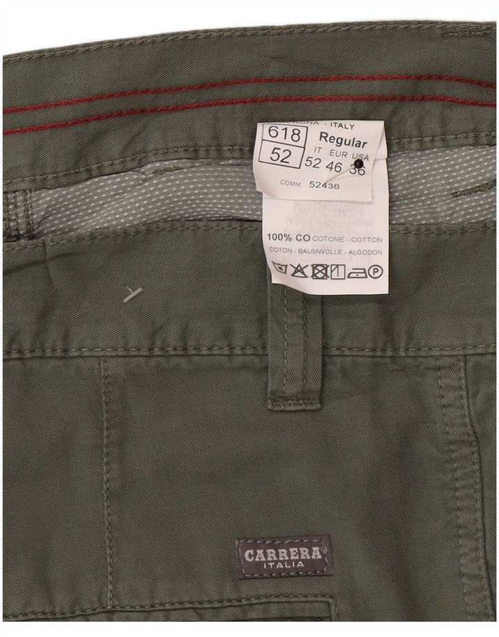 Carrera Mens Cargo Shorts IT 52 XL W36  Green Cotton