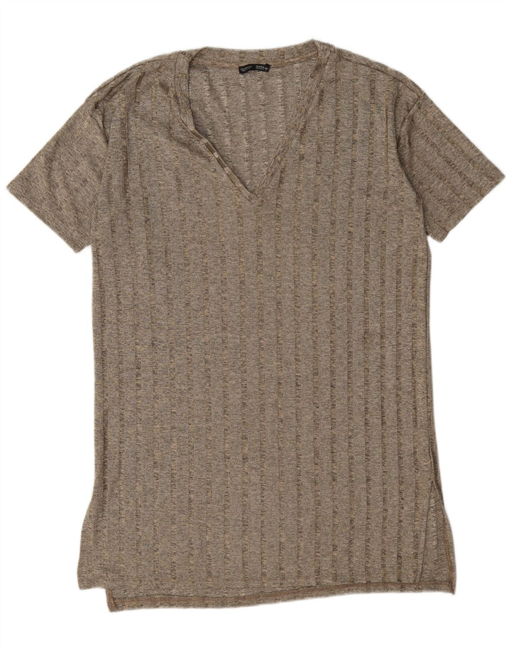 Zara Womens Oversized T-Shirt Dress UK 14 Medium Grey Striped