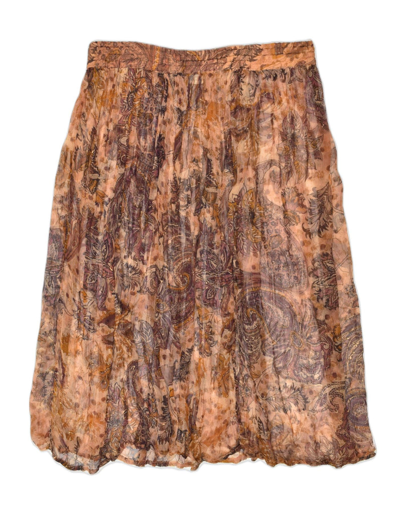 VINTAGE Womens See Through A-Line Skirt W38 2XL Brown Paisley Cotton | Vintage Vintage | Thrift | Second-Hand Vintage | Used Clothing | Messina Hembry 