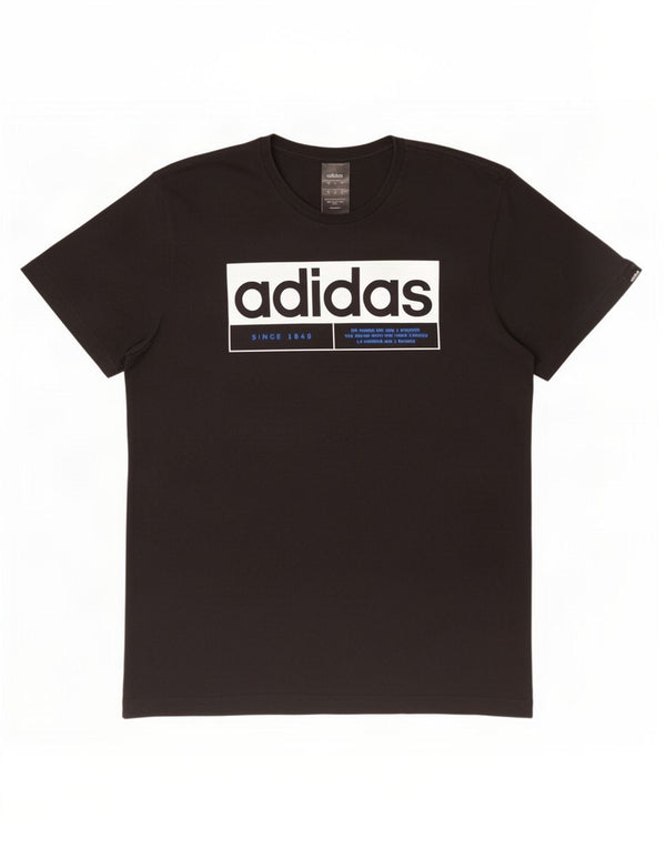 Adidas Mens Three Stripes Graphic T-Shirt Top Medium Black Cotton