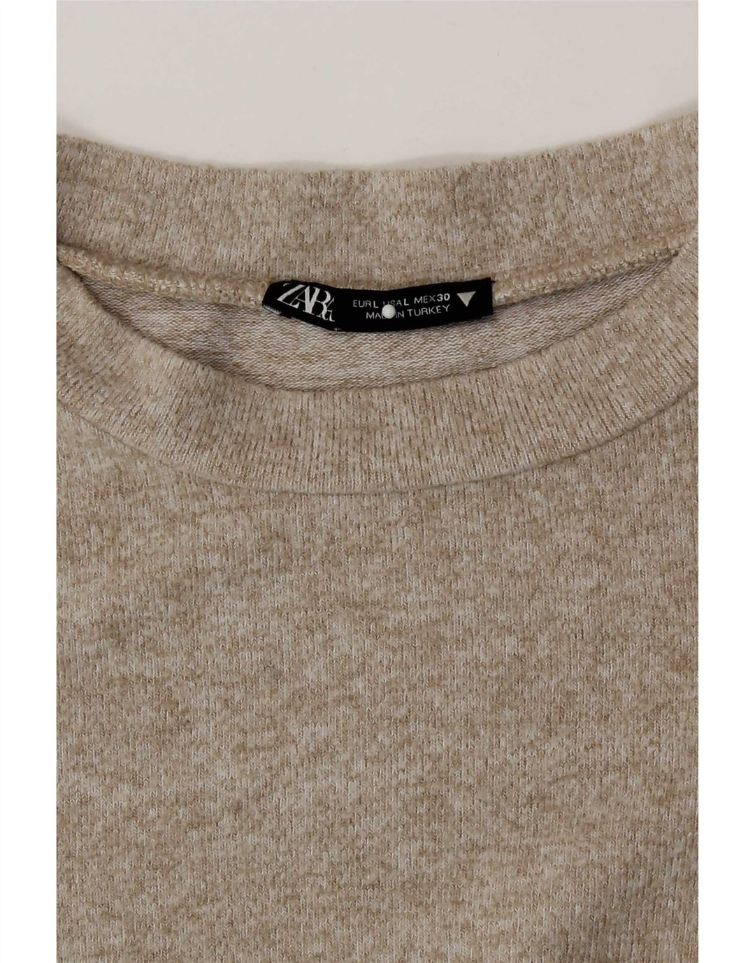 Zara Womens Top Long Sleeve UK 16 Large Beige Flecked Viscose