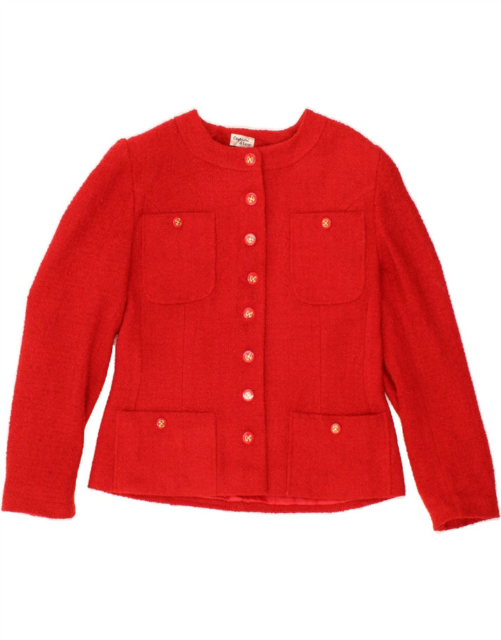 VINTAGE Womens Blazer Jacket IT 46 Large Red Acrylic Vintage Vintage and Second-Hand Vintage from Messina Hembry 