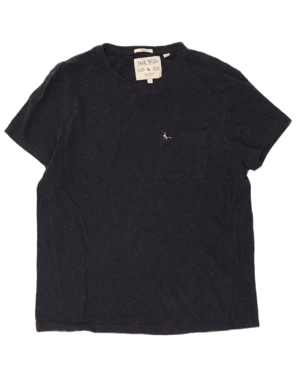 Jack Wills Mens Slim Fit T-Shirt Top XL Navy Blue Flecked Cotton
