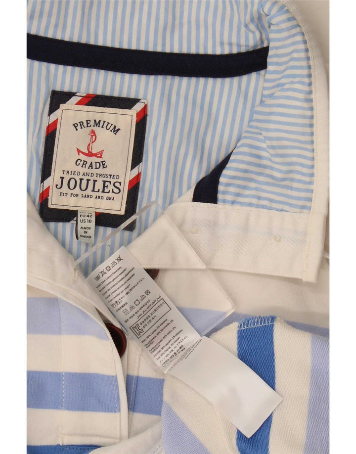 Joules Womens Button Neck Sweatshirt Jumper UK 14 Large White Striped