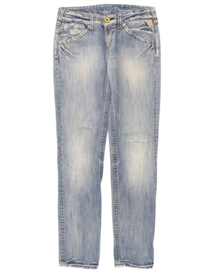 Replay Womens Distressed Slim Jeans W27 L32 Blue Cotton