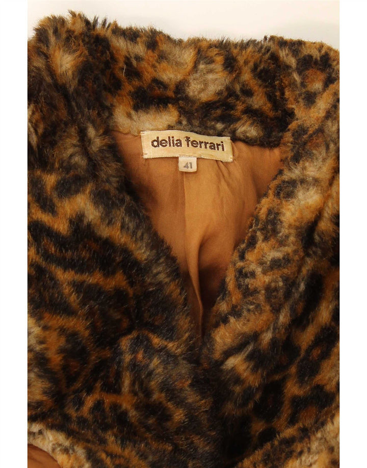 Delia Ferrari Womens Oversized Jacket IT 41 Medium Brown Animal Print