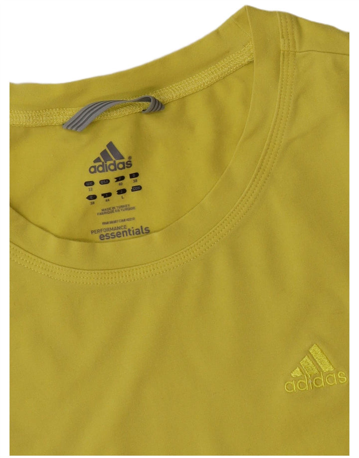 Adidas Womens T-Shirt Top UK 12 Medium Yellow