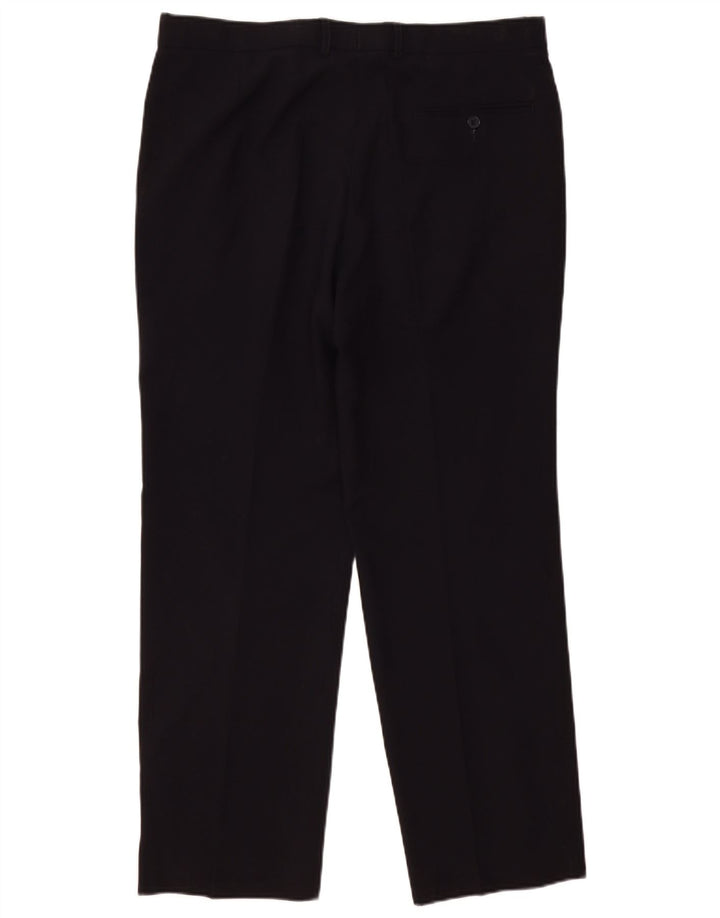 Marks & Spencer Mens Straight Chino Trousers W36 L31 Navy Blue Polyester