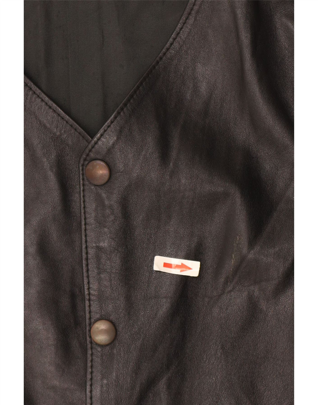 Vintage Mens Leather Waistcoat Small Black