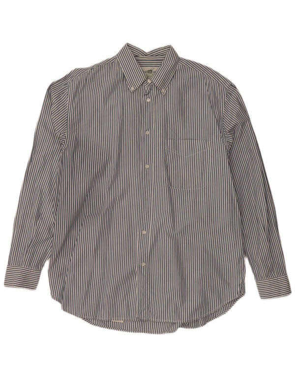 HENRY COTTONS Mens Shirt Size 43 XL Navy Blue Pinstripe Cotton